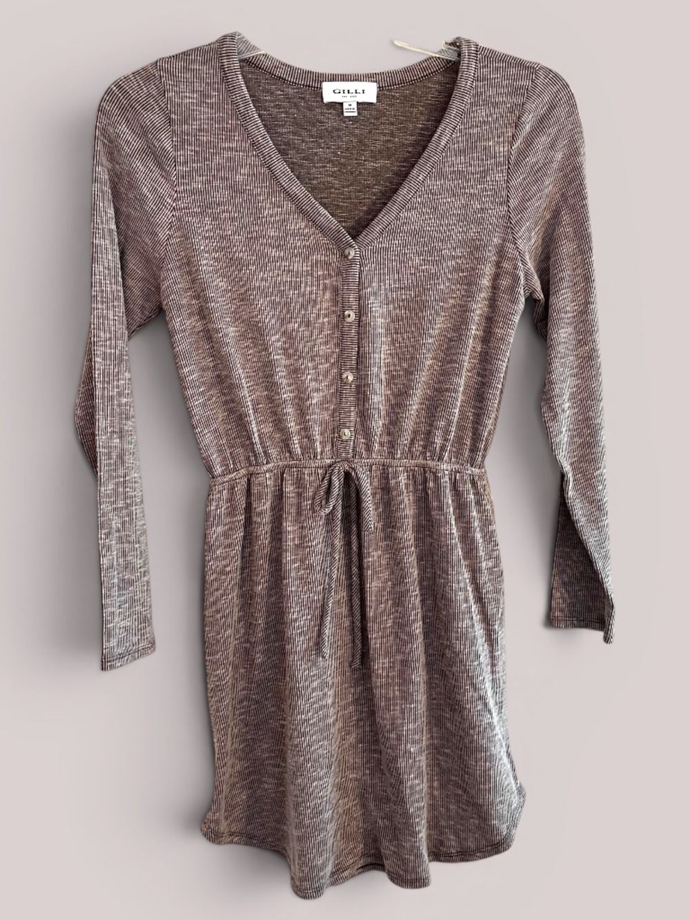 Gilli Brown and Cream Ribbed Mini Dress Size M